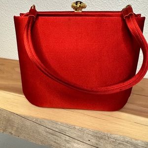 Vintage Crown Lewis, purse, red satin short handle. Like new, no signs of wear.